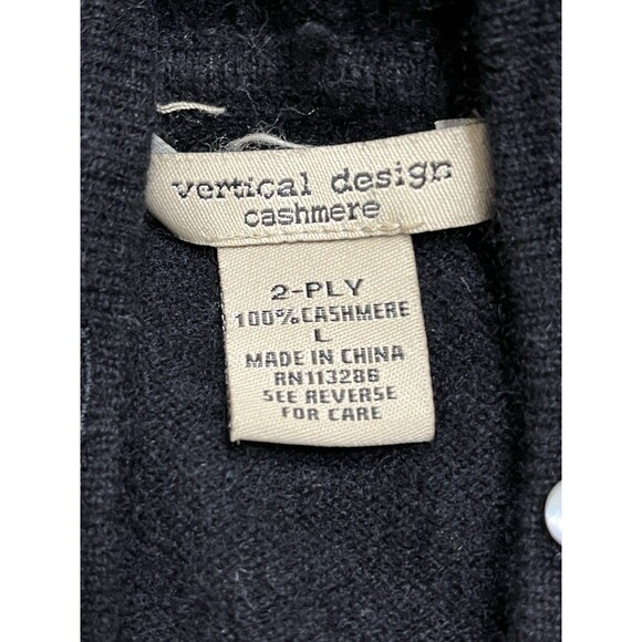 Vintage Henley Hoodie Cashmere Sweater Womens L Kangaroo Pouch Black Y2K Preppy - Picture 11 of 13